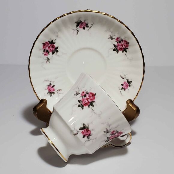 Princess House Teacup and Saucer Pink Roses Vintage - Picture 7 of 8